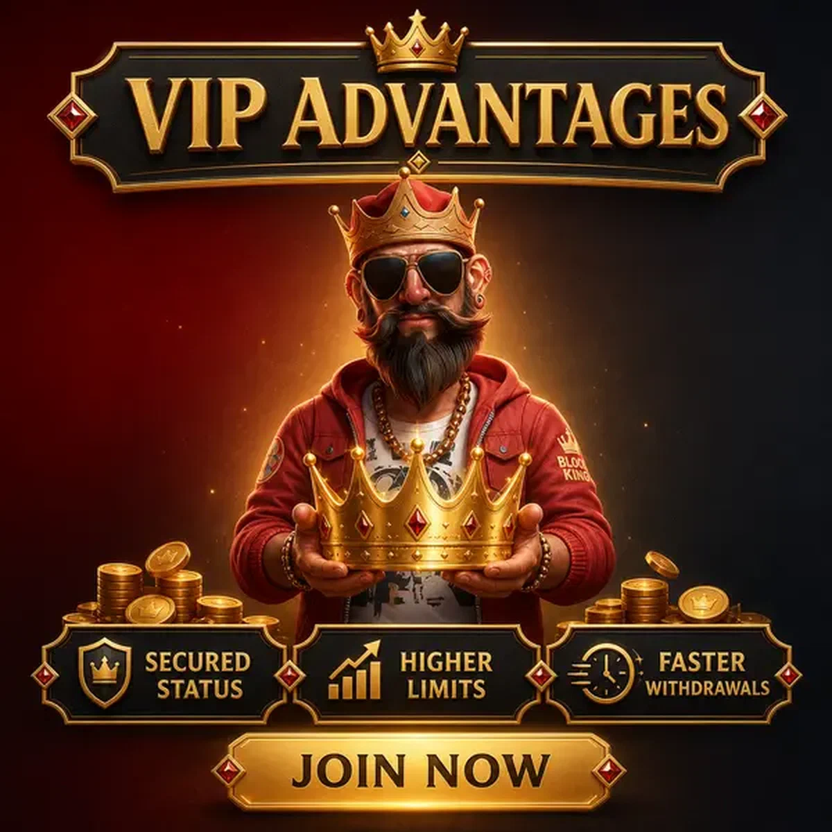 The Block King presenting golden crown for VIP verification at Post-Verification Benefits and VIP Advantages