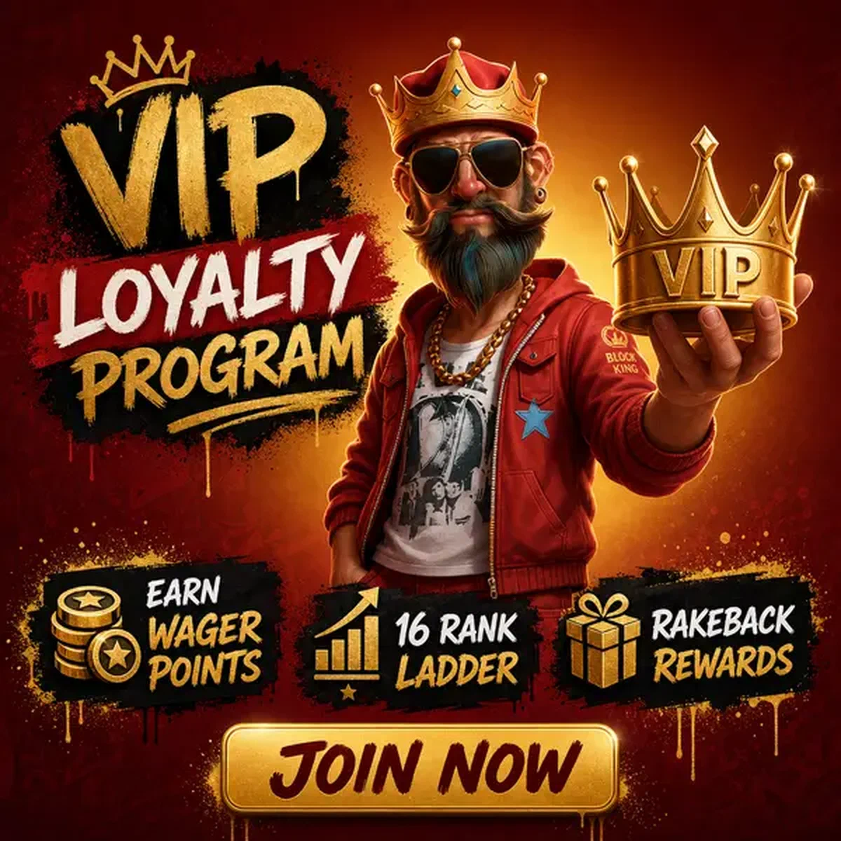 Coolzino VIP loyalty programme leader proudly presenting golden crown of exclusive rewards